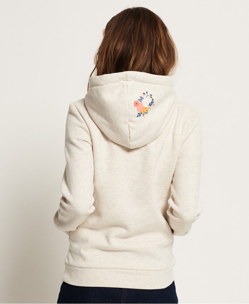 Womens - Vintage Logo Puff Embroidery Hoodie in Oatmeal Marl | Superdry