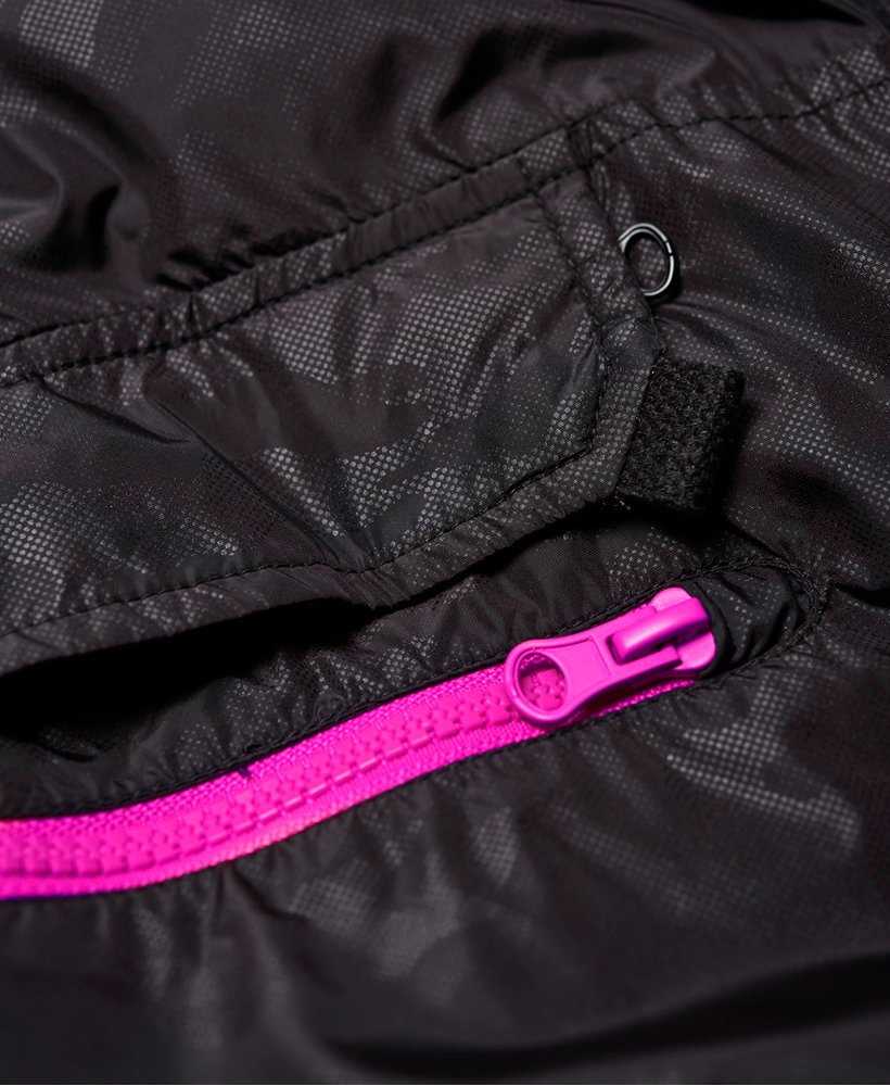 Womens - Sport Cagoule in Black Camo/fluro Pink | Superdry UK