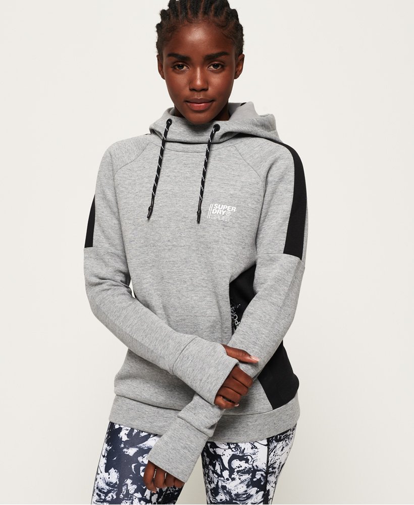 Womens - Core Gym Tech Slouch Hoodie in Grey | Superdry UK