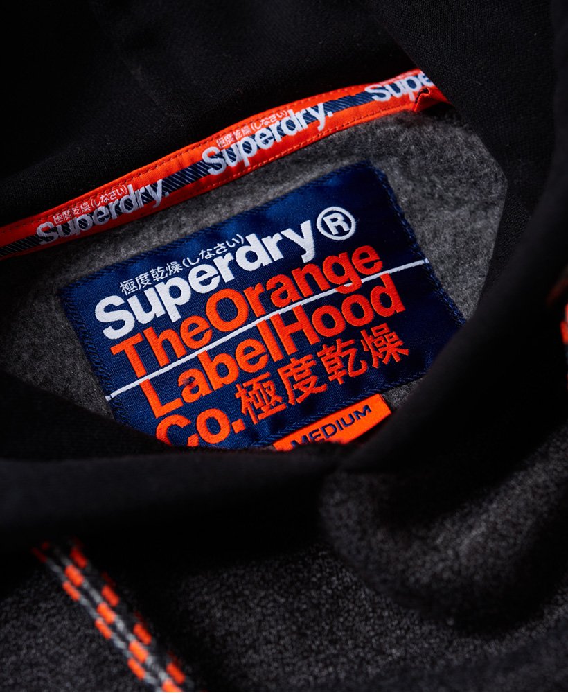 Mens - Orange Label Raglan Hoodie in Low Light Black Grit | Superdry UK