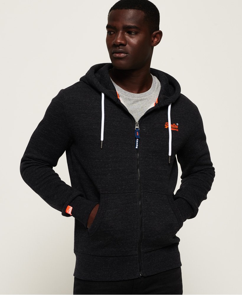 superdry orange label black hoodie
