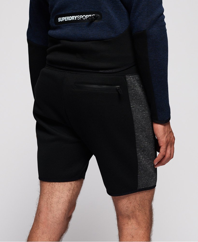 Mens - Gym Tech Stripe Slim Shorts in Black/ash Granite | Superdry