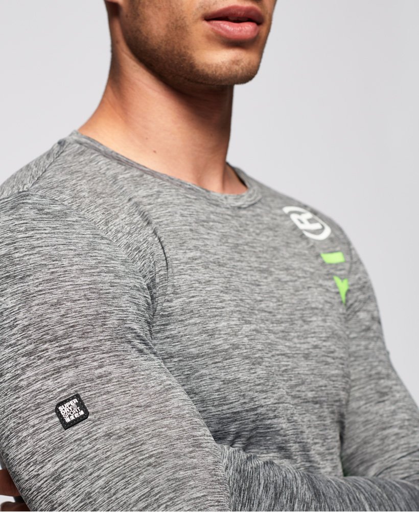 Mens Sports Athletic Long Sleeve Top in Steel Grey Granite Superdry