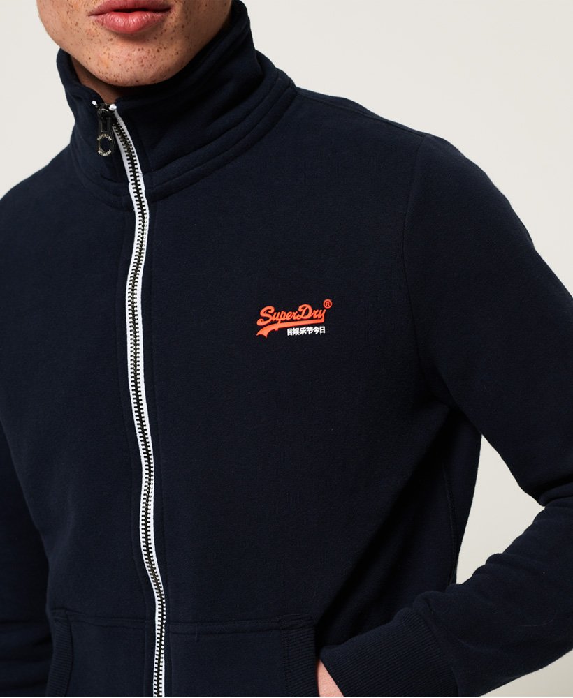 Superdry Mens Orange Label Full Zip Track Top Sweatshirt Long Sleeve Navy 