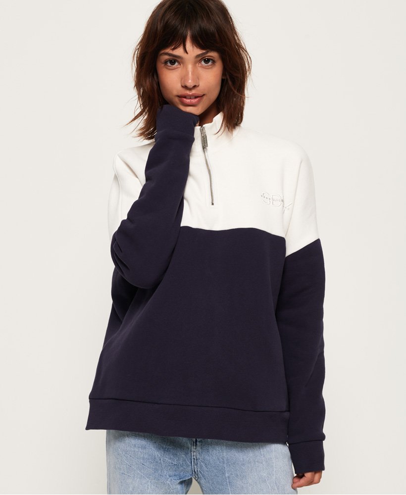 Womens - Ana Half Zip Sweatshirt in Rinsed Navy | Superdry