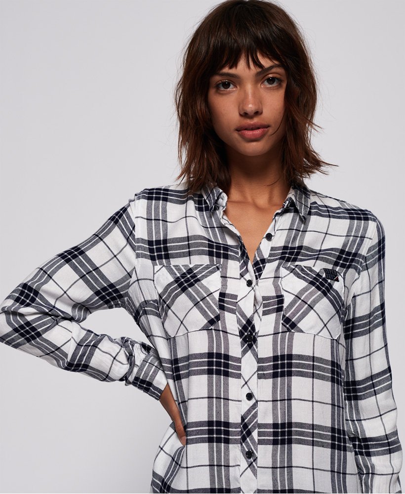 Womens - Midwest Dream Buffalo Check Shirt in White | Superdry