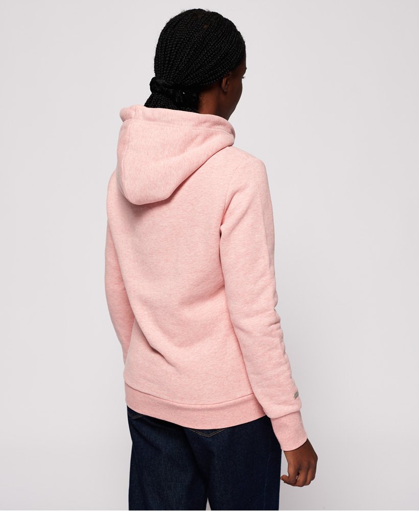 Womens - Premium Script Pastel Satin Hoodie in Shell Pink | Superdry