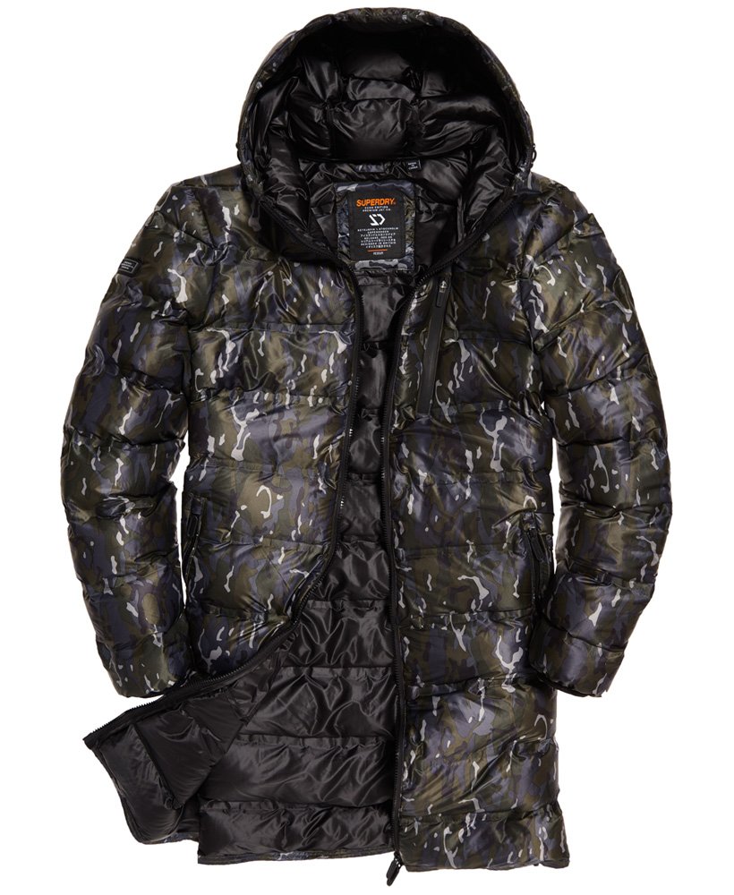 AUTHENTIC SUPERDRY MENS ECHO QUILT PUFFER JACKET NAVY CAMO ALL
