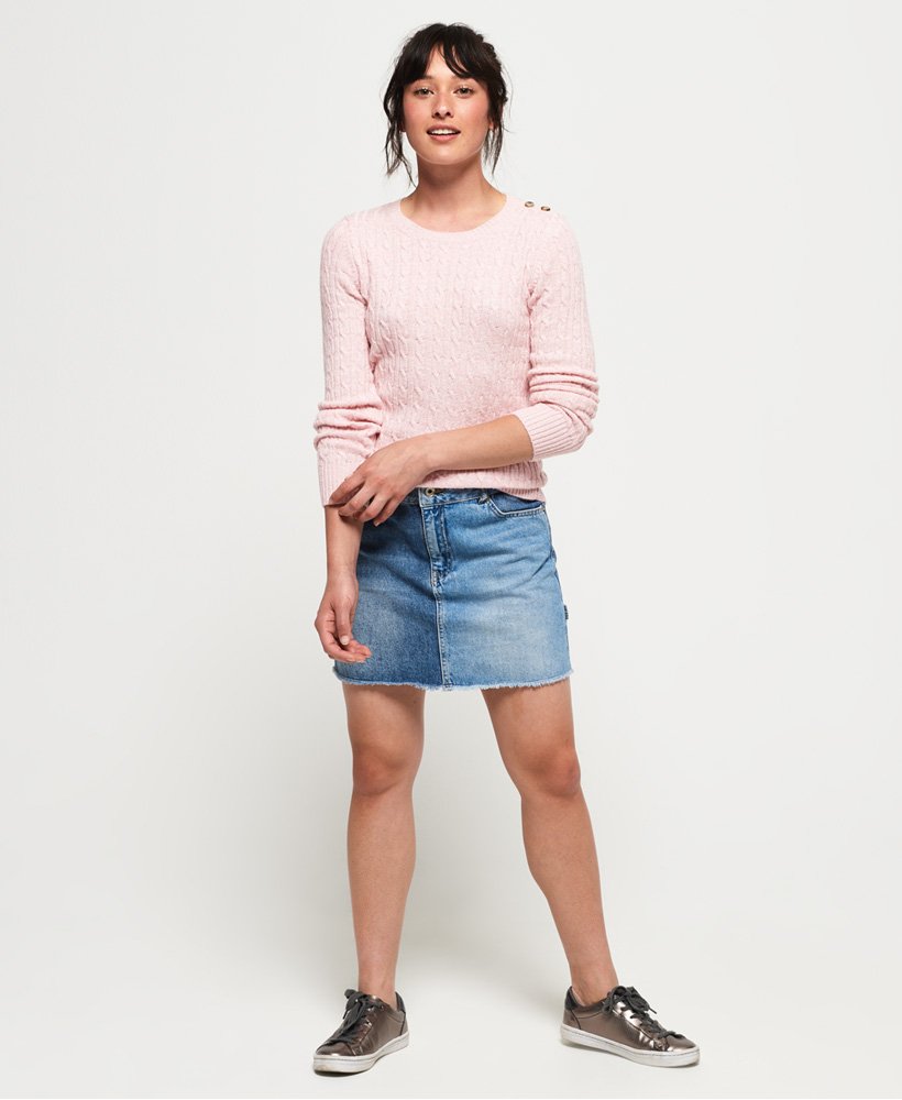 Womens - Croyde Cable Knit Jumper in Soft Pink Marl | Superdry UK