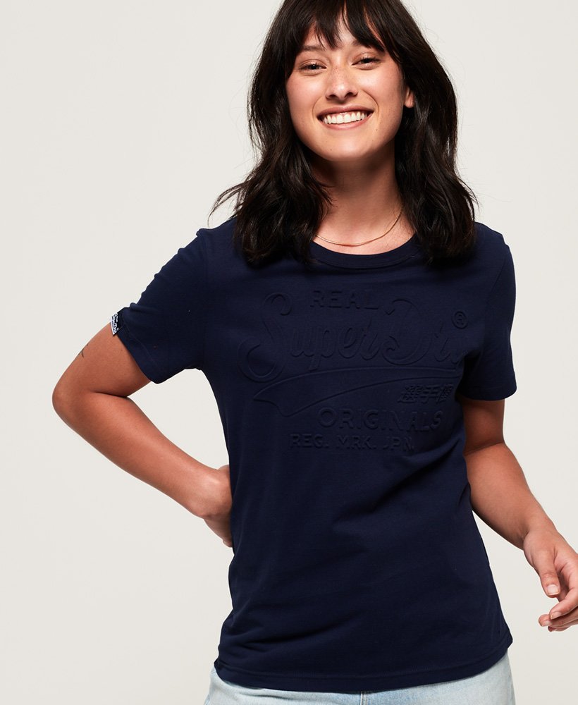 Neues Damen Superdry Original Embossed Supermarine Navy