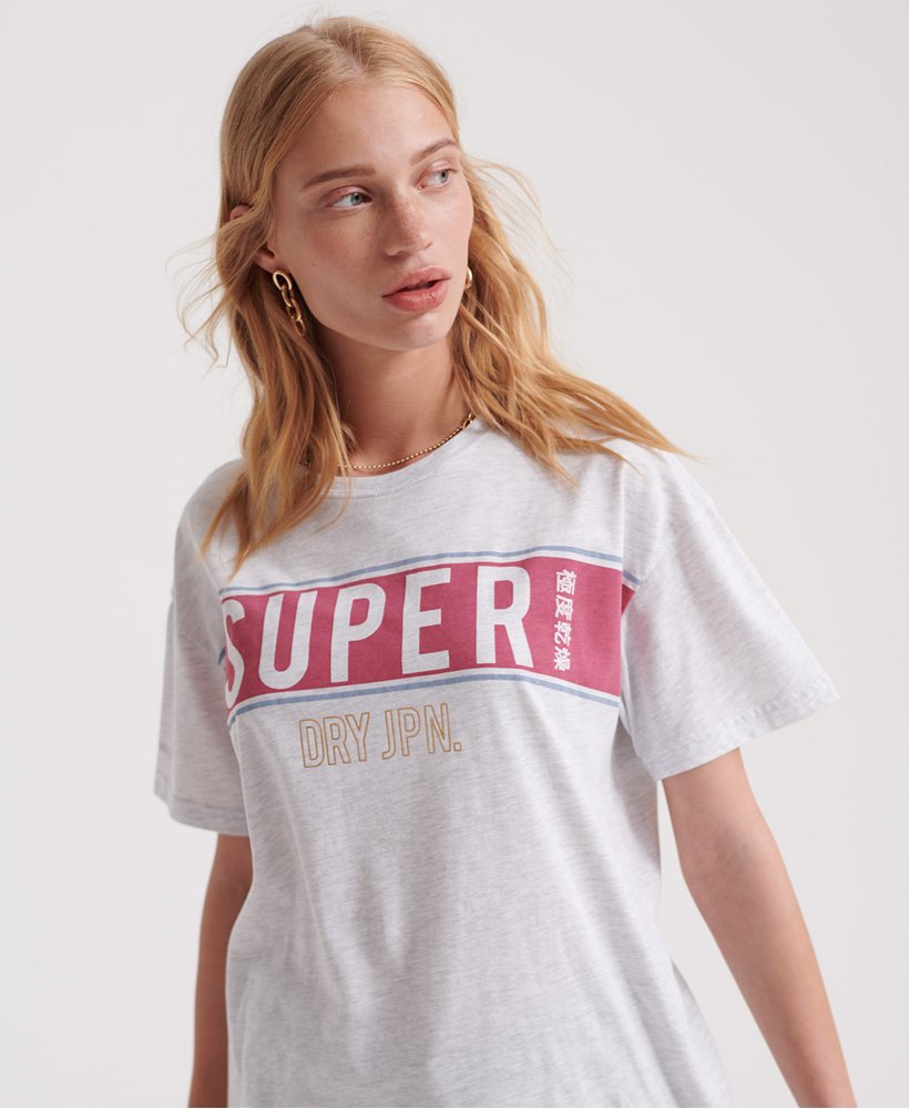 Womens - Superdry Panel Portland T-Shirt in Ice Marl | Superdry UK