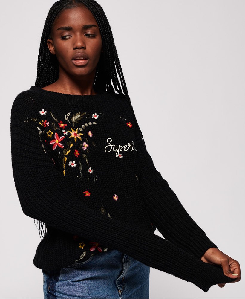 Womens Off Beat Rodeo Handcraft Knit in Black Superdry UK