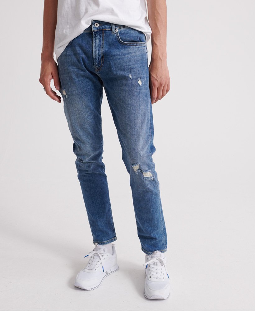 Mens - Tyler Slim Jeans in Sunset Mid Blue | Superdry UK