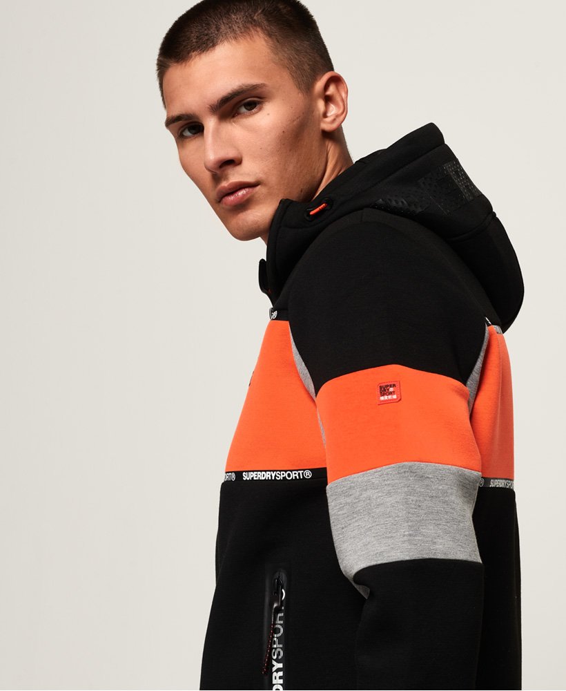 gym tech stretch block zip hoodie