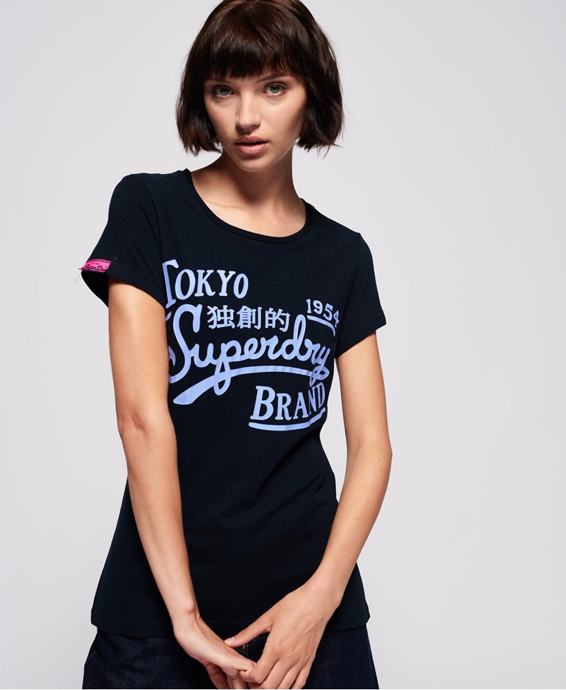 Women\'s Tokyo Brand T-Shirt in Eclipse Navy | Superdry US