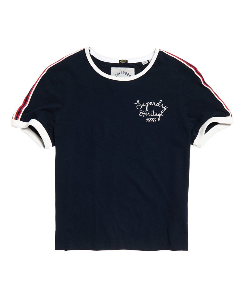 Women's Heritage Embroidery Ringer Box T-Shirt in Navy | Superdry US