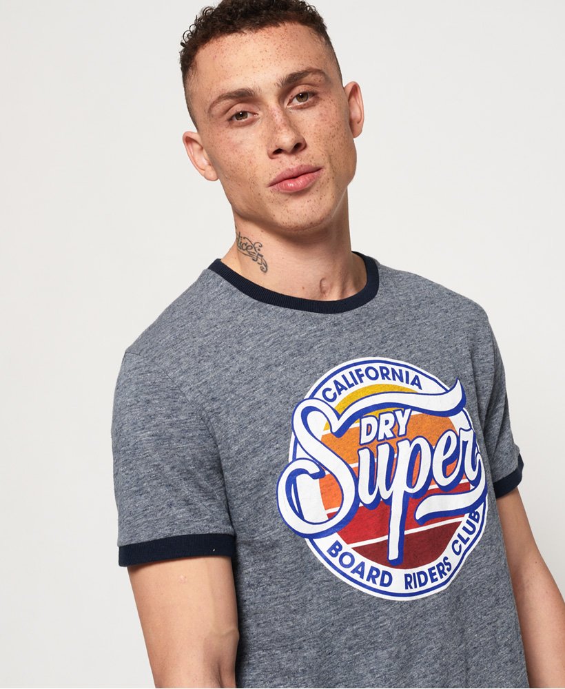 Men's Board Riders Ringer T-Shirt in Grey | Superdry US