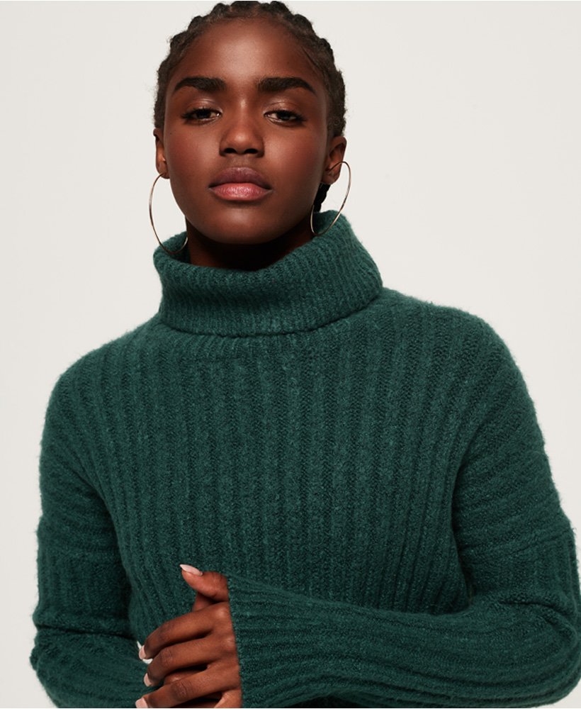 Womens - Dahlia Roll Neck Jumper in Emerald Green | Superdry UK