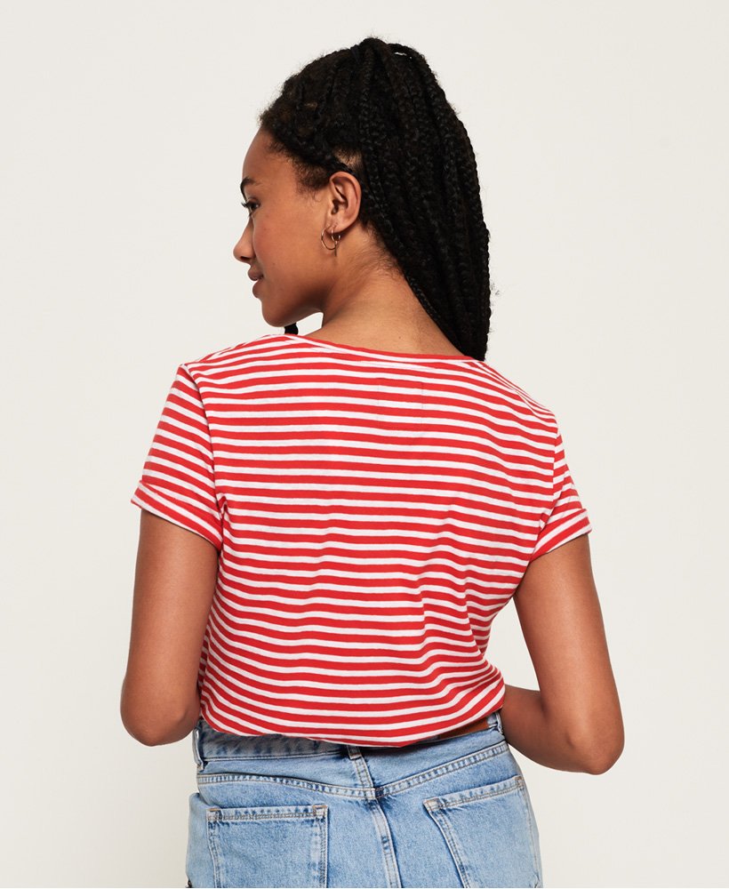 Womens Stripe Orange Label Essential VNeck TShirt in Red Stripe