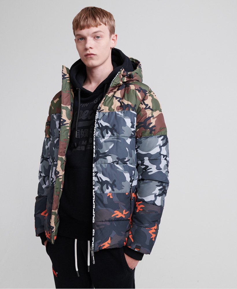 Mens - Camo Mix Sports Puffer Jacket in 