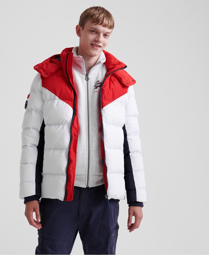 Men s Icon Racer Sports Puffer Jacket in Optic Superdry UK