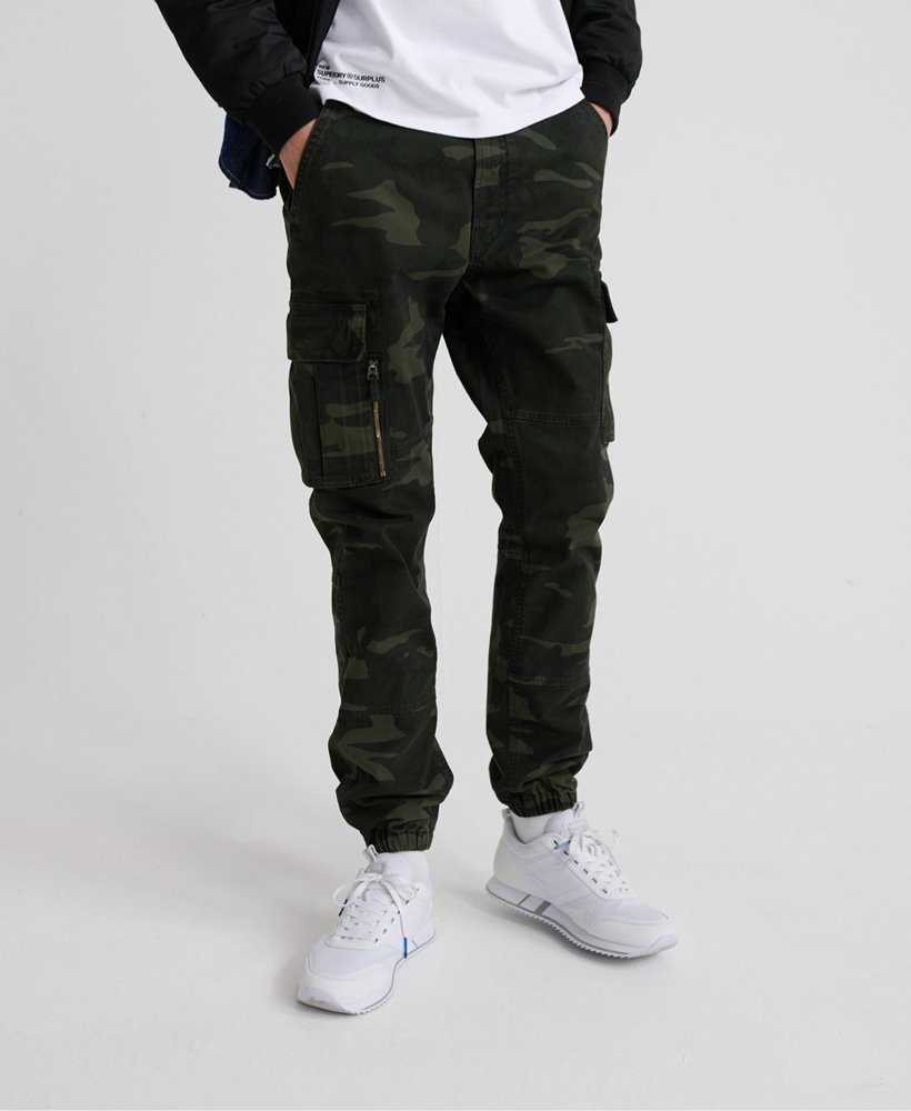 Mens - Recruit Flight Grip Trousers in Green Camo | Superdry