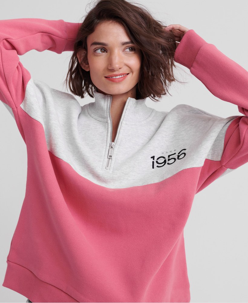 Womens - Ana Half Zip Sweatshirt in Dusty Pink | Superdry