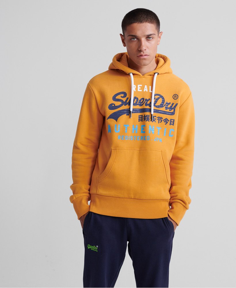 Mens - Vintage Authentic Tri Hoodie in Golden Yellow | Superdry UK