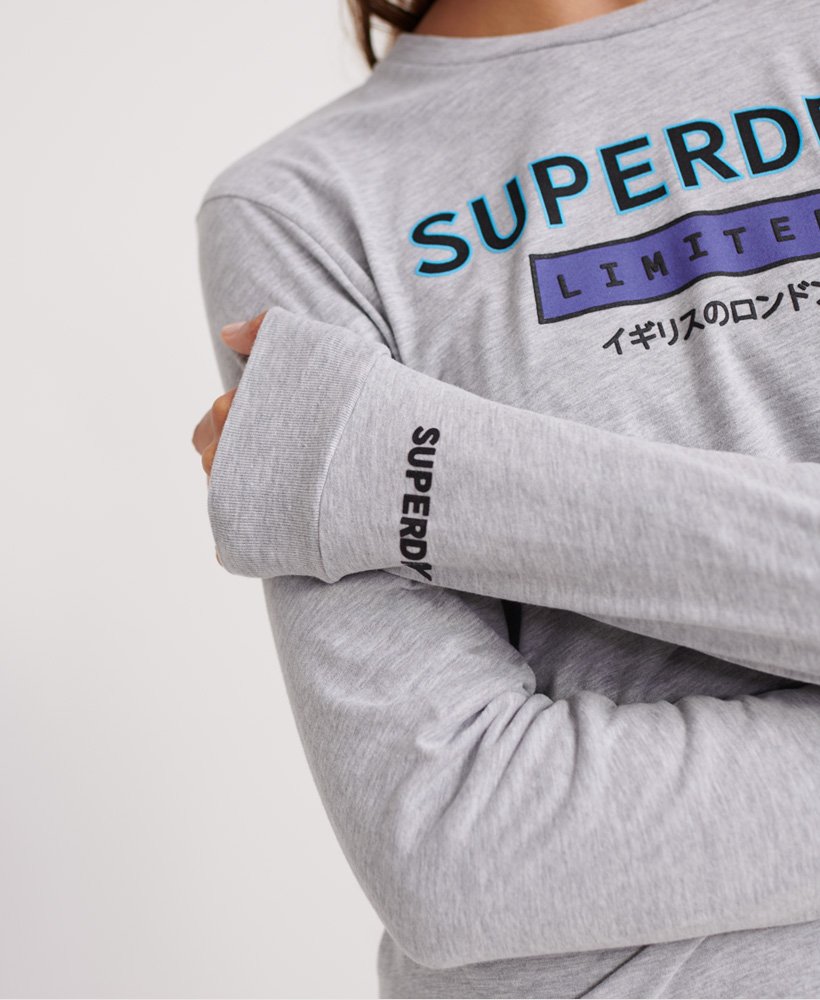 Womens - Skate Graphic Long Sleeved Top in Mid Grey Marl | Superdry UK