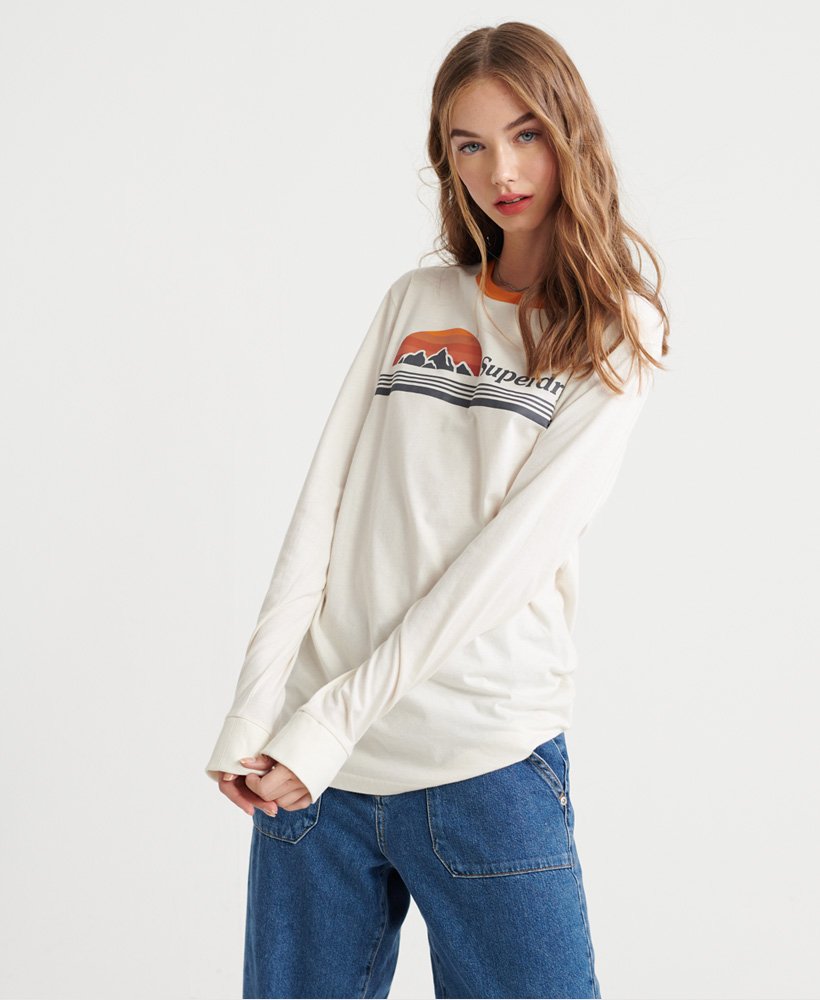 Superdry Off Beat Rodeo Vintage Long Sleeved Graphic Top - Women's Womens  Tops