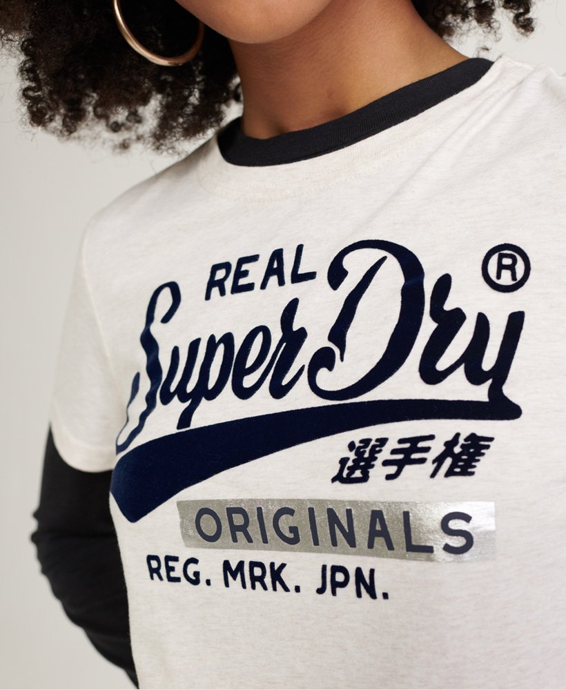 Women\'s Real Originals Flccked Superdry Oatmeal US Marl in T-Shirt 