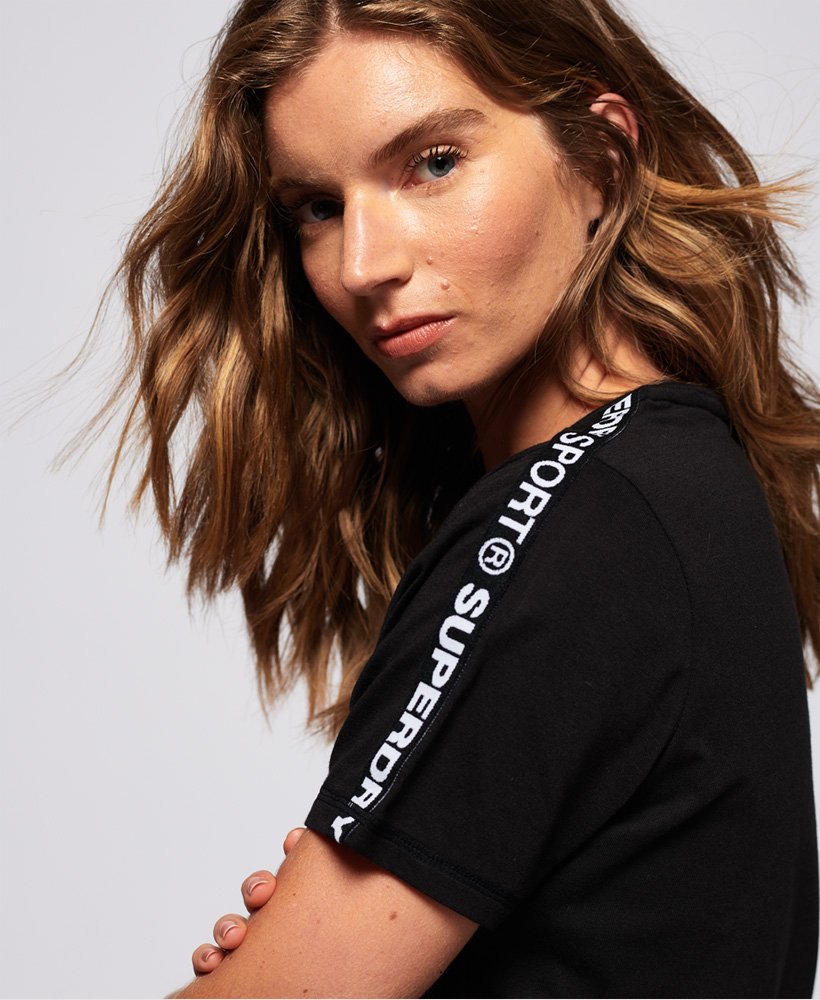 Womens - Core Crop Branded T-Shirt in Black | Superdry UK