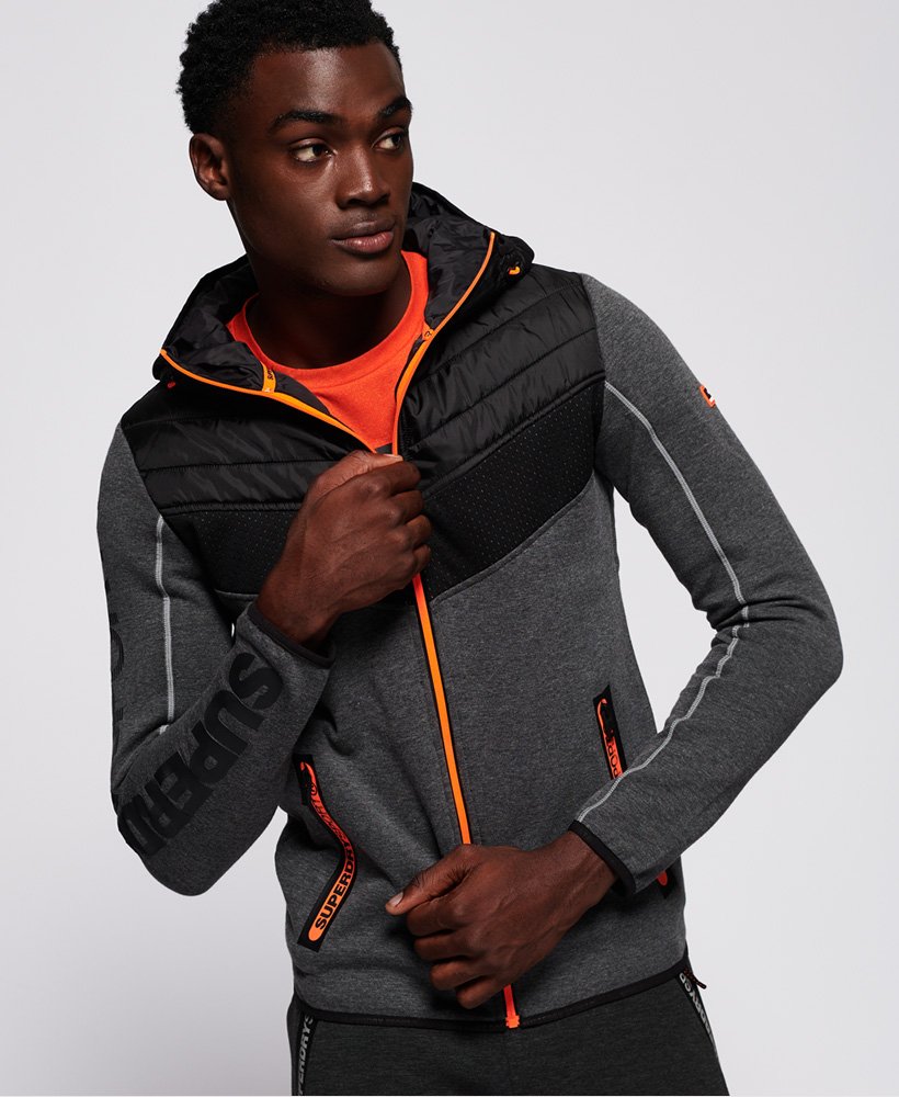 Men's - Gym Tech Chevron Hybrid Jacket in Urban Grey Heather | Superdry UK