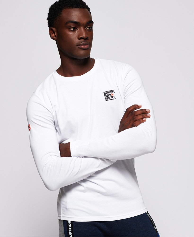 Mens - Core Long Sleeve Sign Off T-Shirt in White | Superdry UK
