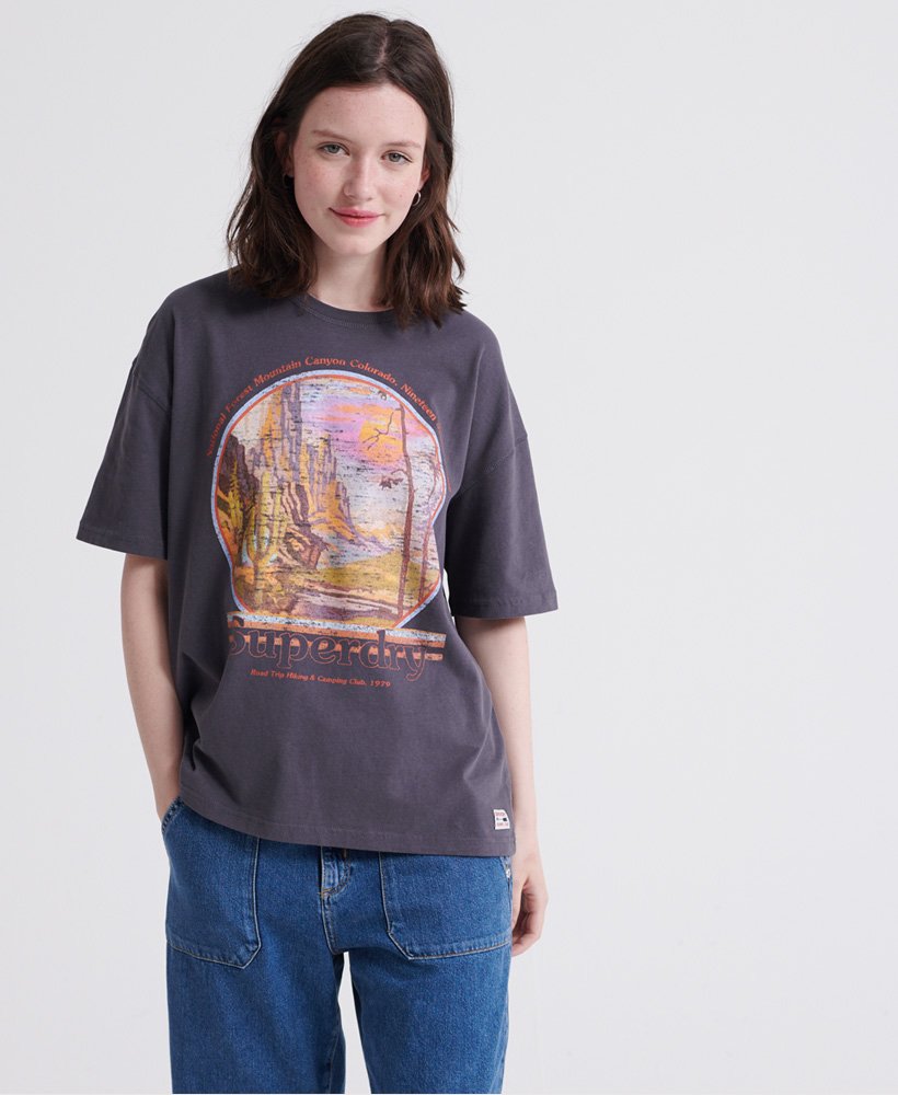 Womens - Boyfriend Band Graphic T-Shirt in Slate | Superdry