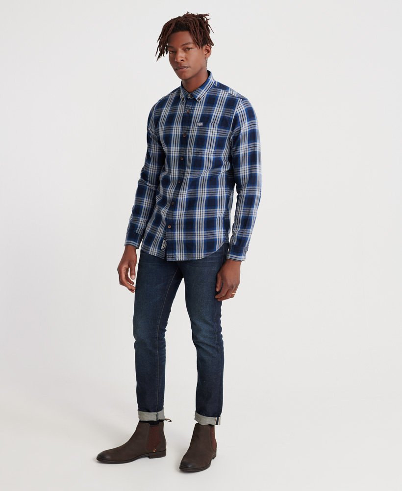 Men's - Workwear Long Sleeved Shirt in Blue Check | Superdry UK