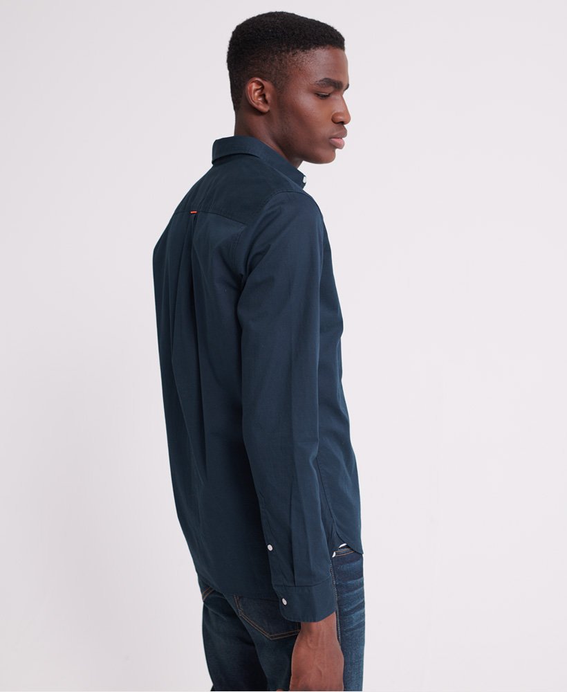 Mens - Classic Twill Long Sleeved Shirt in Navy | Superdry