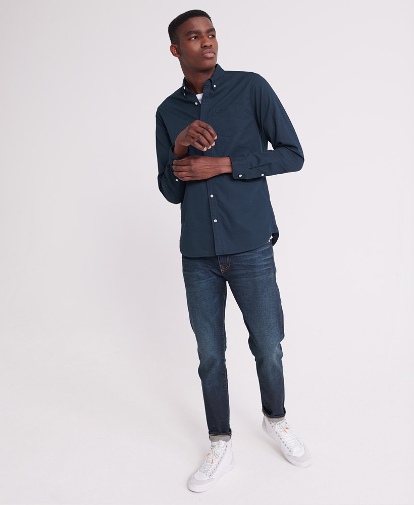 Mens - Classic Twill Long Sleeved Shirt in Navy | Superdry