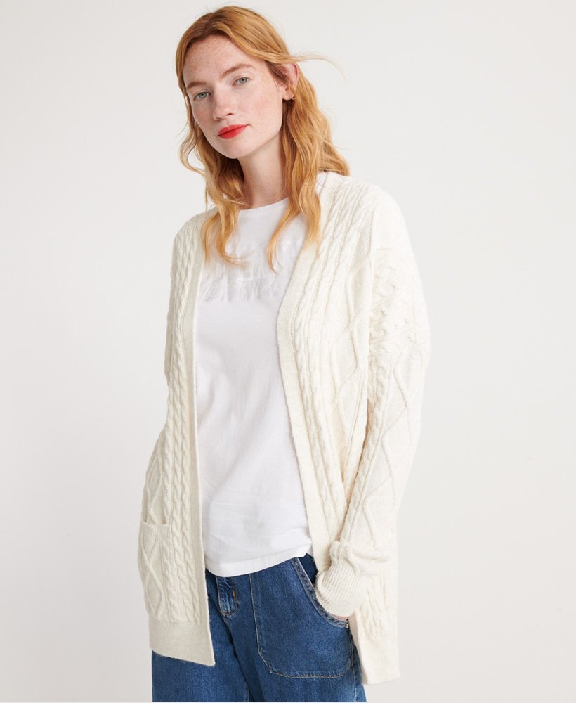 Womens - Lannah Cable Cardigan in Winter Marl | Superdry UK