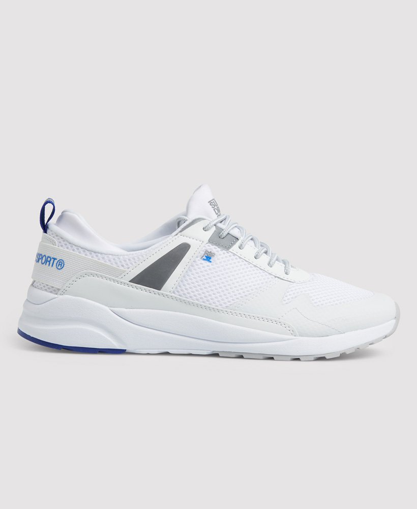 white sports running shoes