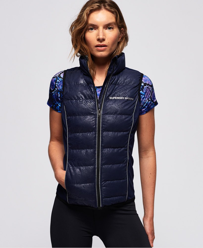 Womens - Gym Quilted Gilet in Navy | Superdry UK