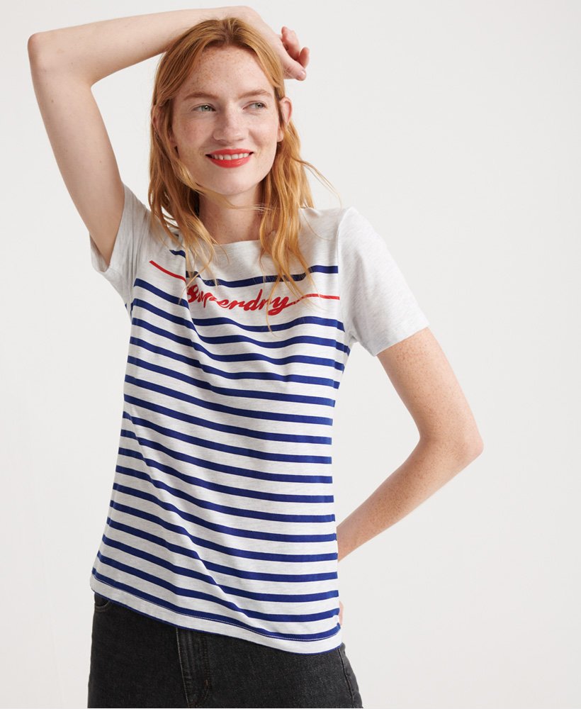 Superdry Linear Script Stripe T-Shirt - Women's Womens T-shirts