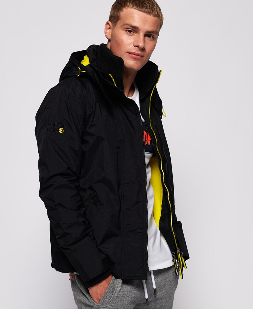 Mens - Arctic Pop Zip Hooded SD-Windcheater Jacket in Black | Superdry