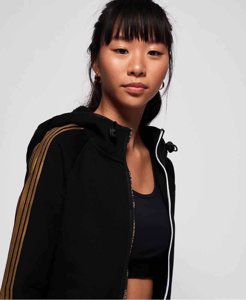 Women's Clothing New Womens Superdry Gym Tech Zip Hoodie Black Clothing