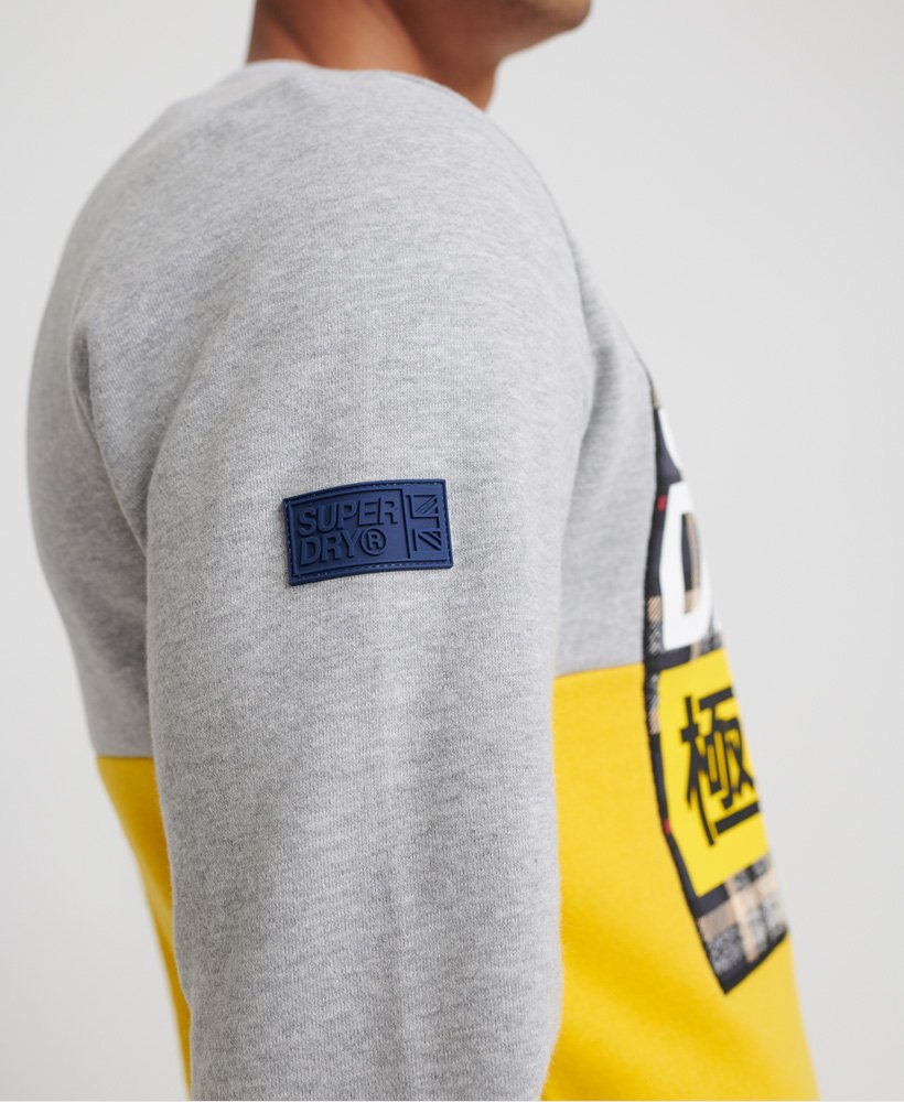 superdry crafted check crew sweatshirt