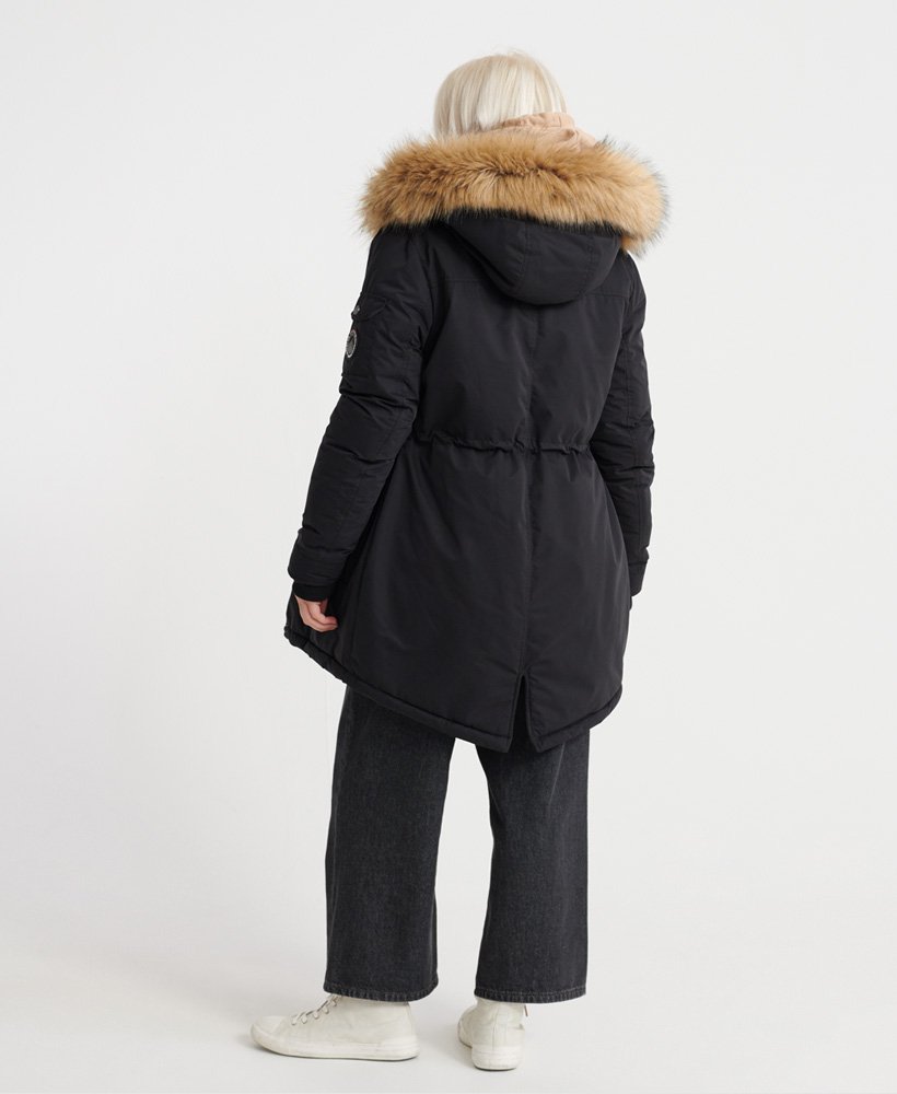 Womens Clothing Coats Parka coats Superdry Synthetic Nadare Microfibre Parka Coat Black 