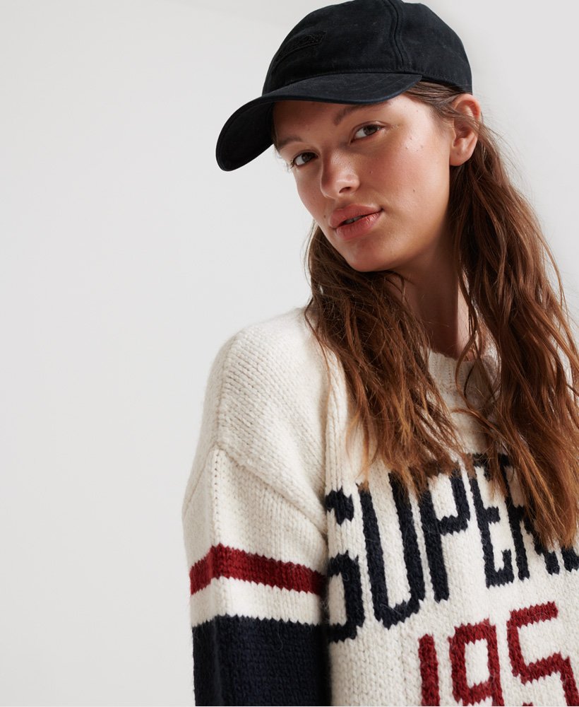 Women's Intarsia Slouch Knit Jumper in Cream Superdry IE
