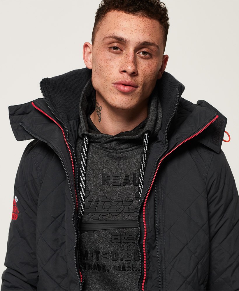 Men's - Quilted Hooded Polar SD-Windcheater Jacket in Charcoal/jaffa ...