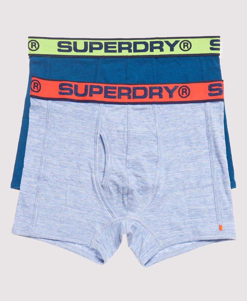 Superdry Blue Micro Rayure Double Pack Sports Boxer Trunk 