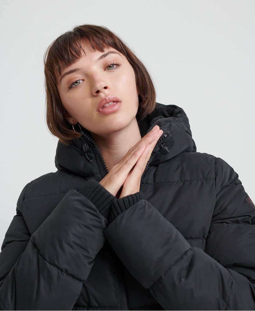 Womens - Akan Microfibre Padded Jacket in Black | Superdry UK